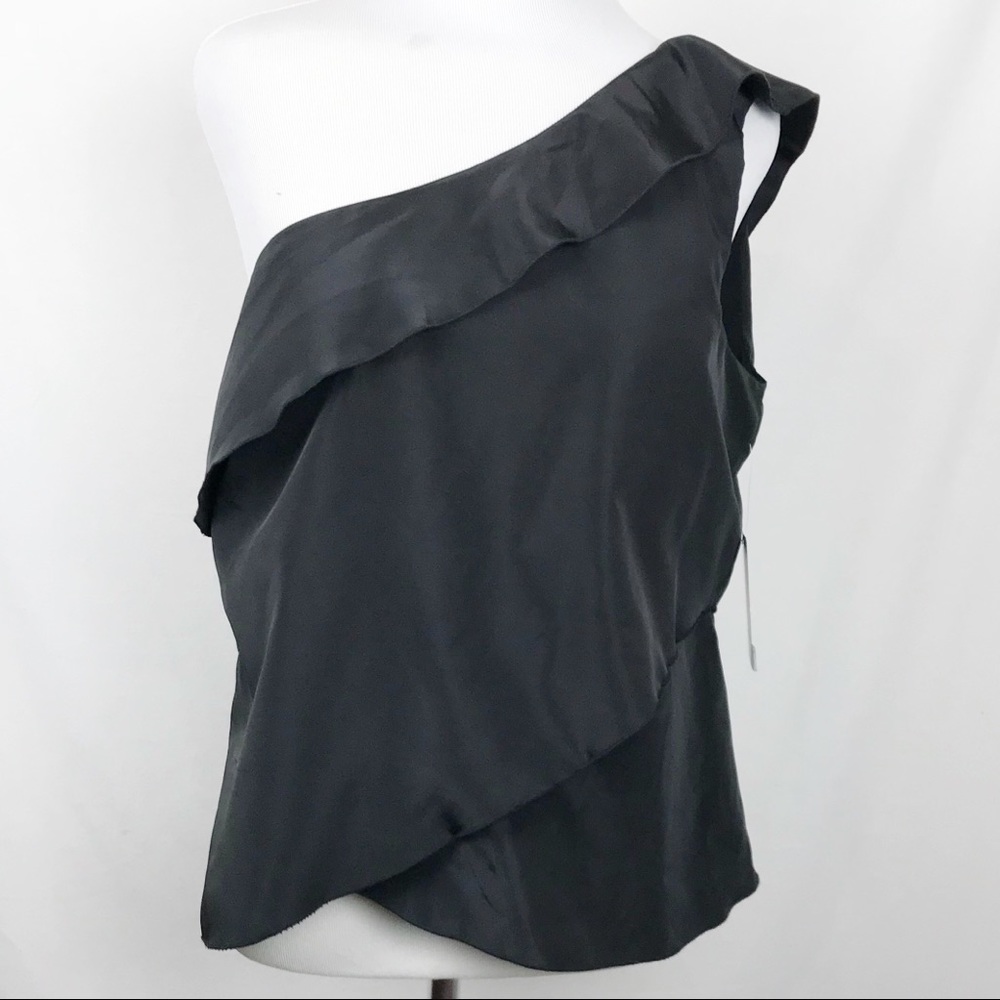 NWT Zara Black Asymmetrical One Shoulder Top